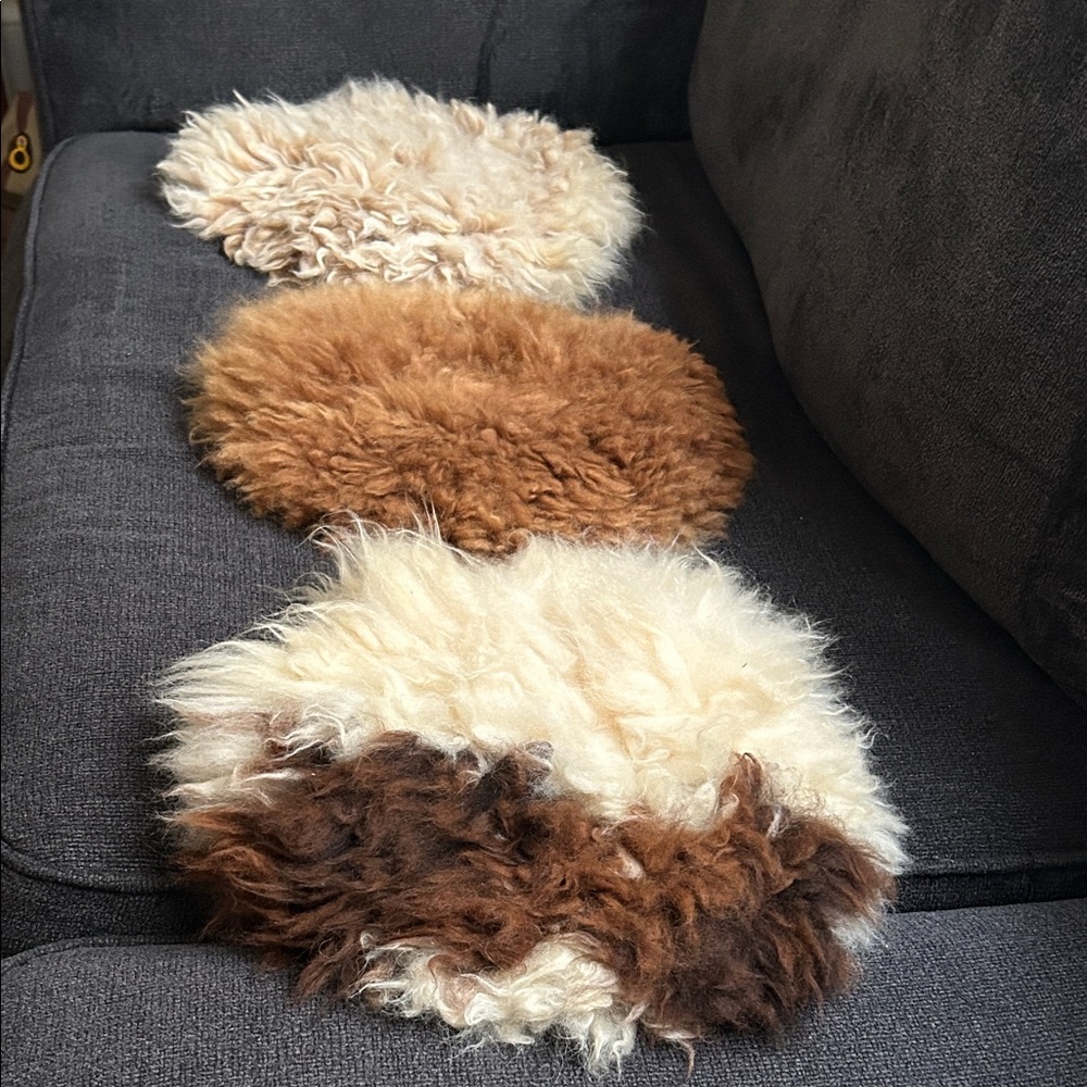 Peruvian llama skin Accent Pillows - Cream, brown and mixed. Sold 3